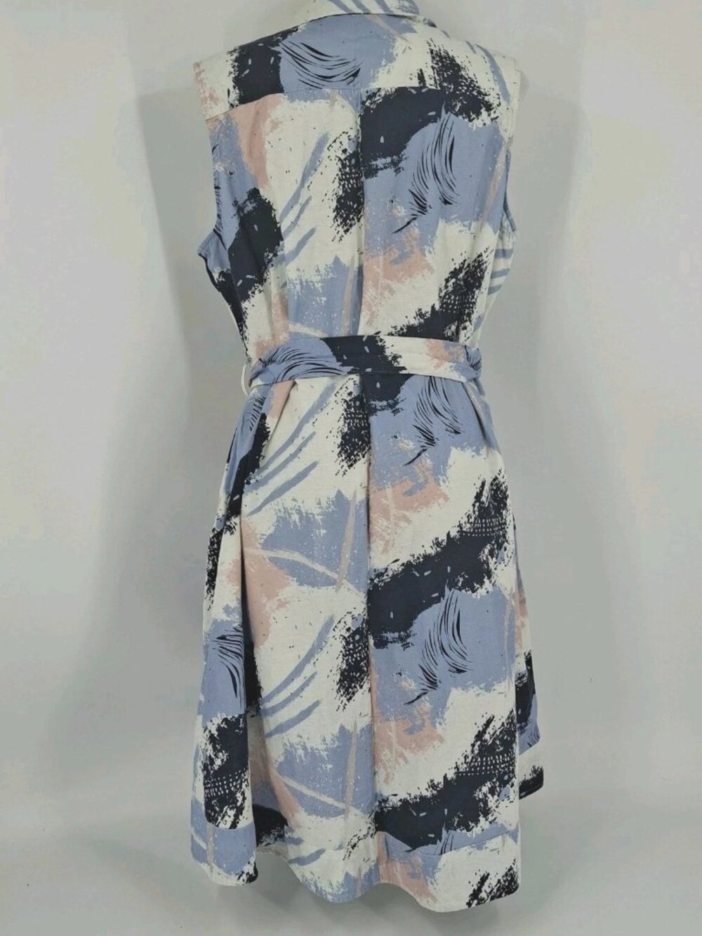 Charlie B Linen Blend Patterned Sleeveless Button Shirt Dress Women's Size XXL - Picture 5 of 7